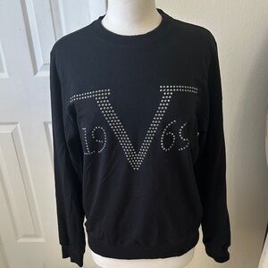 Black Sweatshirt with Silver Studded Design